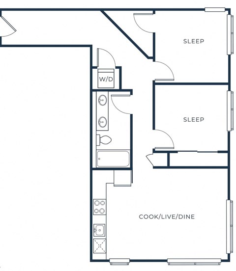 a floor plan of a house with a bedroom and a living room